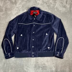 Straight‎ to Hell Jackson Blue Velour Jacket Mens L Diamond Snap Western NWT